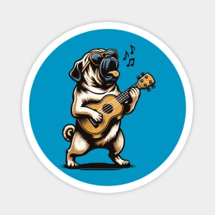 Dog Playing Guitar Singing Pug Funny Pugfather Magnet